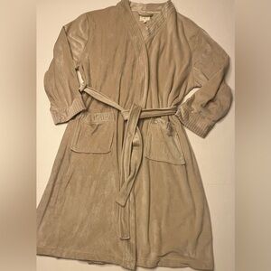 NEXT Women’s Beige Velour Velvet Belted Soft Dressing Gown bathrobe Kimono L
